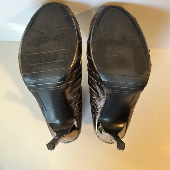 Sam Edelman Queenie Corset Open Toe Bootie Heel Pewter Metallic Sz 6 - Picture 4 of 7